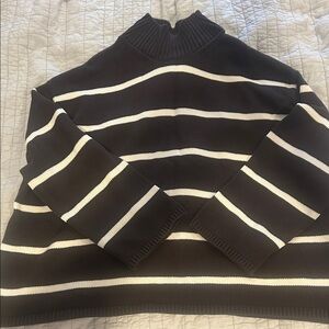 GAP brown and White Striped Turtleneck Sweater large